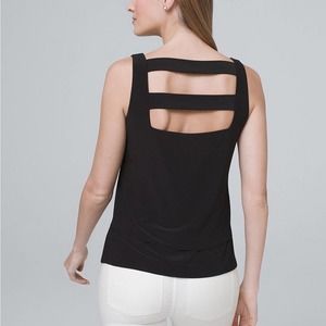 WHBM strappy back layered top in black Size S